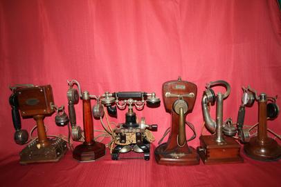 Early candlestick telephones from the 1890s to 1930s
